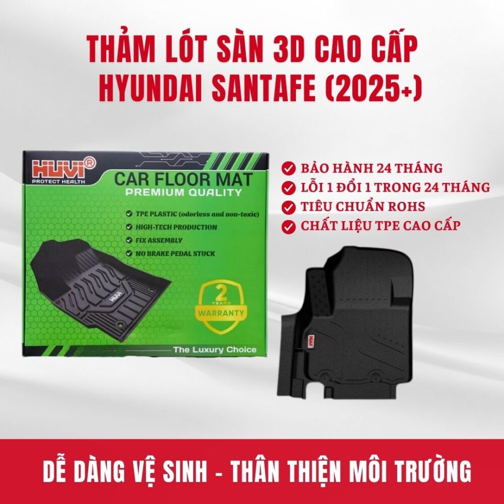 Thảm lót sàn ô tô HUVI cho xe Hyundai SantaFe 2024+ (6 chỗ) - Hình ảnh 9