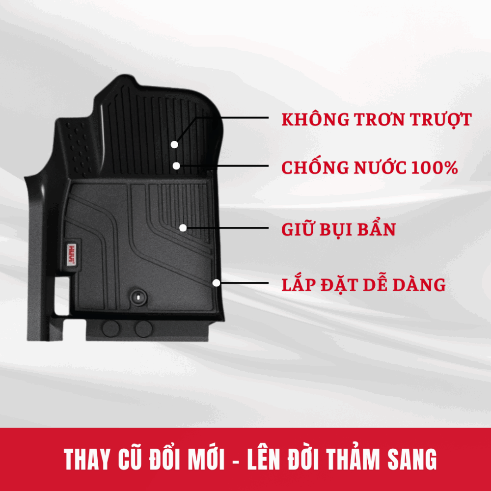 Thảm lót sàn ô tô HUVI cho xe Hyundai Grand i10 3D 2021+ (Sedan) - Hình ảnh 8