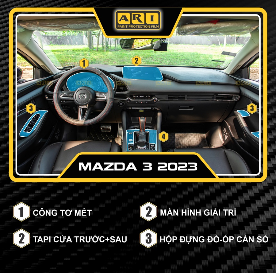 Nội Thất Mazda 3 siêu đẹp chi tiết dán ppf ari