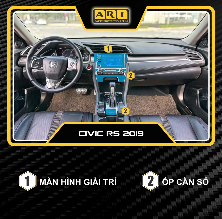 chi tiết các nơi sẽ được dán ppf ari cho honda civic rs