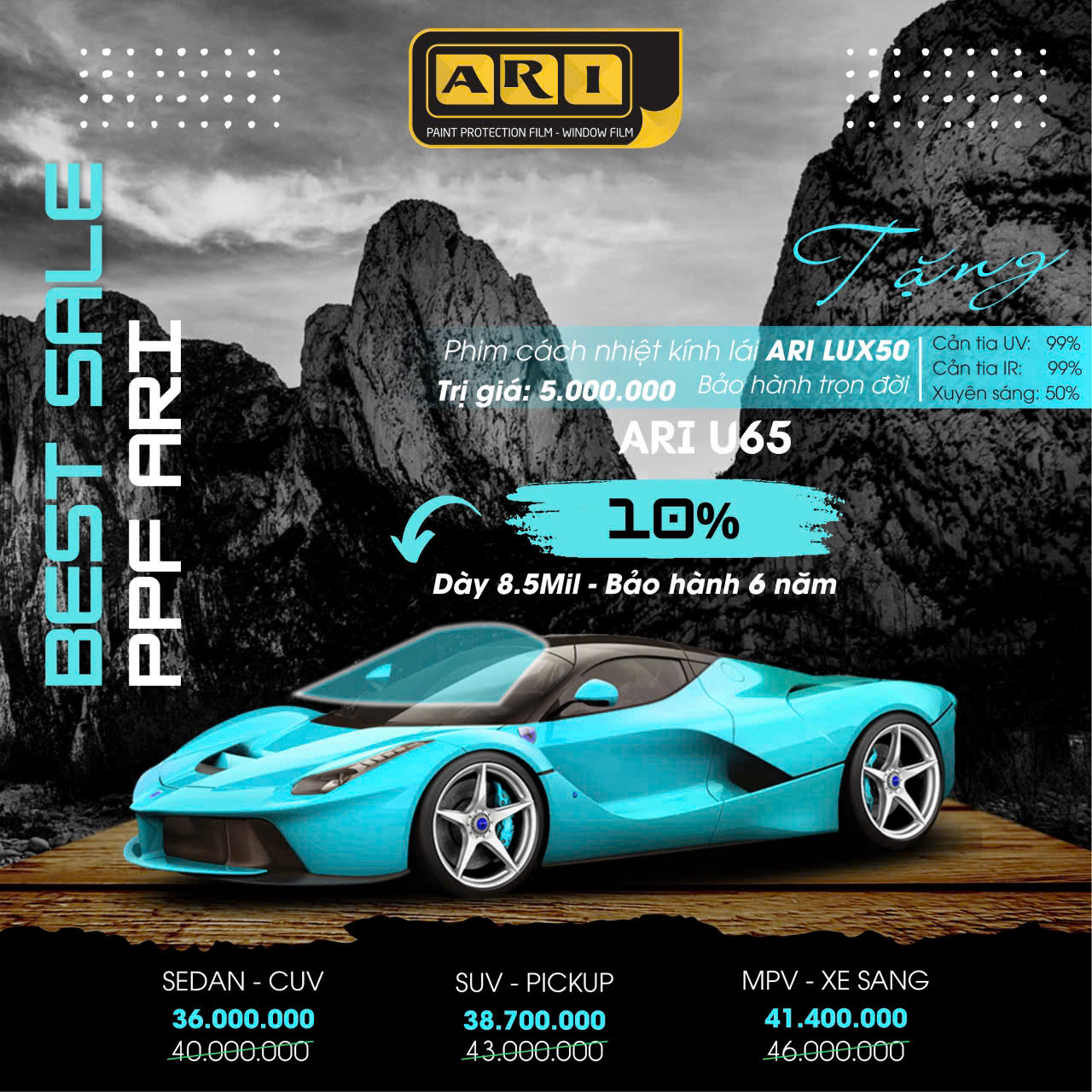 poster bảng giá phim ppf ari pro u65