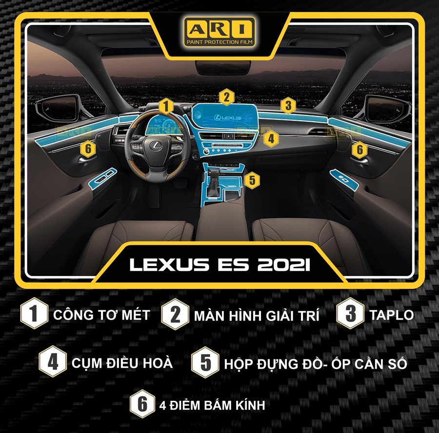 Dán nội thất xe Lexus ES và dán sản phẩm PPF ARI