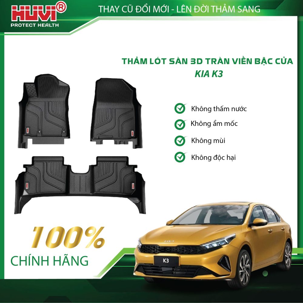 Thảm lót sàn ô tô HUVI KIA K3 2021-2025