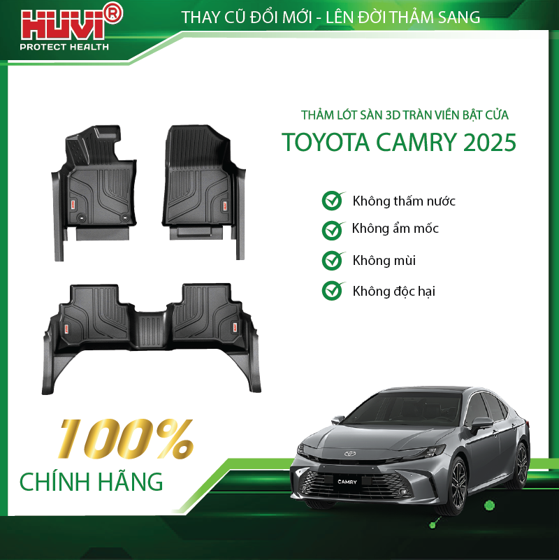 Thảm lót sàn ô tô HUVI cho xe Toyota Camry 3D năm 2025