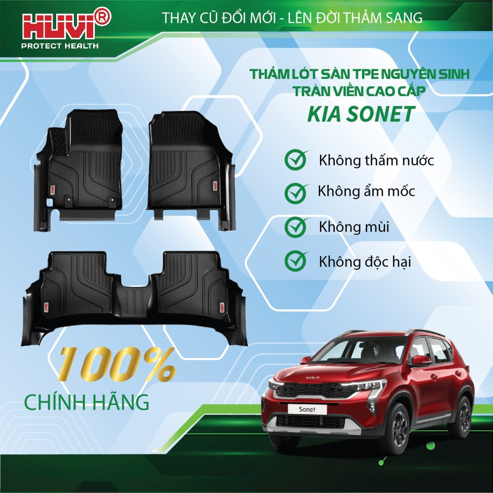 Thảm lót sàn ô tô HUVI cho xe KIA Sonet 2025